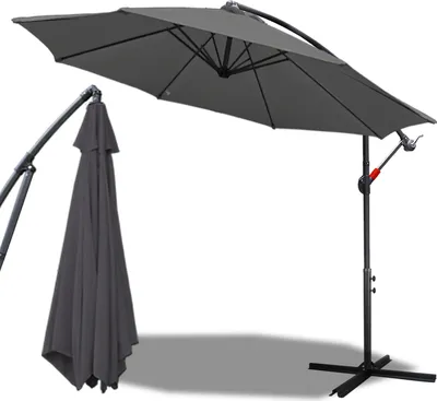 Obrázok produktu pre TolleTour slnečník Ø3m vrátane záhradného slnečníka otočného o 360°, terasového slnečníka, závesného slnečníka, trhového slnečníka, plážového slnečníka, slnečnej ochrany, UV ochrany, sivý