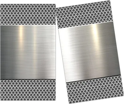 Produktbild von Spritzschutz Herdabdeckplatte Schneidebrett aus Glas Poliertes Metall 2-Teilig (60x52cm)