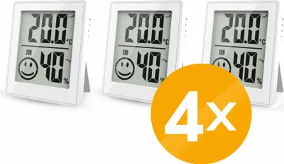 Produktbild von 4x Thermo-/Hygrometer 3er Set mit Smiley-Komfortanzeige