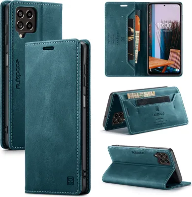 Produktbild von Samsung Galaxy M53 Brieftasche Hülle, Retro Kunstledertasche Stand Schutzhülle für Samsung Galaxy M53 Blau