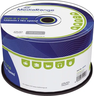 Produktbild von MediaRange MR444 DVD-R - 4,7 GB/120 min, 16x/wrzeciono, opakowanie 50 szt