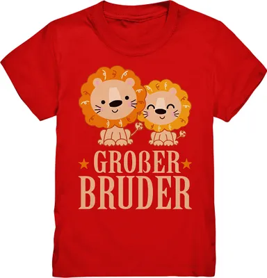 Produktbild von Niedlicher Löwe Großer Bruder T-Shirt – Red / 110/116 (5-6)