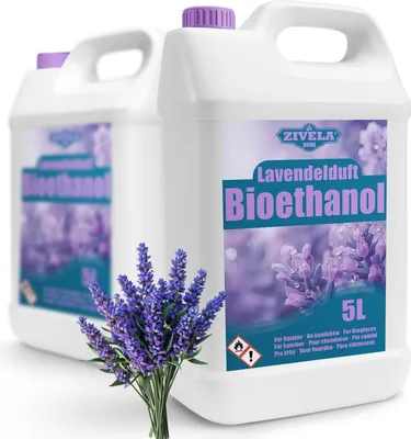 Obrázok produktu pre Bioetanol 96,6 % 10L |alkohol s vôňou levandule 96,6 % 10L | Bioetanol do krbu, stolný krb, krb na bioetanol | Bioetanol s vôňou levandule | Čisté horenie, bez dymu, živý a stabilný plameň