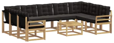 Produktbild von vidaXL Outdoor-Sofagarnitur mit Kissen 10 pcs Weiß und Schwarz