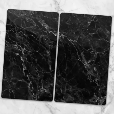 Produktbild von Glas-Herdabdeckplatten Glaskeramikkochfeld-Abdeckung Spritzschutz Glas 2x30x52 cm - Schwarzer Marmor