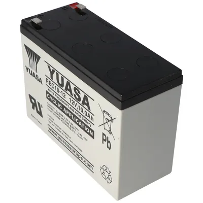 Zdjęcie produktu dla Akumulator kwasowo-ołowiowy Yuasa REC10-12 o napięciu 12 V i pojemności 10 Ah, styki Faston 6,3 mm