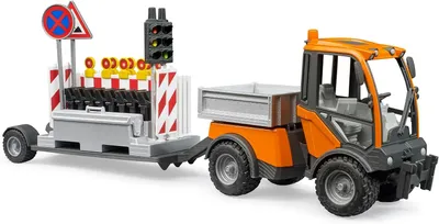 Productafbeelding van Bruder speelgoedvoertuig, bedrijfswagen, speciale auto, gemeentelijk voertuig, laadbak en verkeersveiligheidsaanhanger, modelnummer 02693