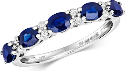 Produktbild von 9 Karat (375) Weißgold Diamant Damenring Brillant-Schliff 0.10 Karat H - I1 mit Saphir, 49 (15.6); TRS3021RSJ