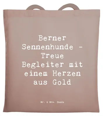 Produktbild von Mr. & Mrs. Panda Schultasche Spruch Berner Sennenhund Herz - Braun Pastell - Geschenk, Hunderassen Pflege, Beutel, Tragetasche, Familienhunde, Shopping Tasche, Hunderasse