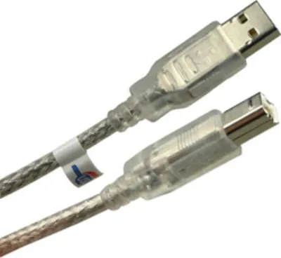 Produktbild von Equip USB 2.0 A to B Kabel, 5.0m , M/M, Transparent silver, 5 m, USB A, USB B, USB 2.0, Männlich/Männlich, Silber, Transparent
