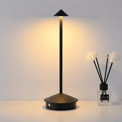 Produktbild von Kabellose Dimmbare LED Tischleuchte, Wiederaufladbar 2000mAh Schreibtischlampe für Restaurants Bars Schlafzimmer Schwarz