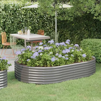 Produktbild von Schlichtes Hochbeet Pulverbeschichteter Stahl 214x140x36 cm Grau,Beete DesignMöbel Neu
