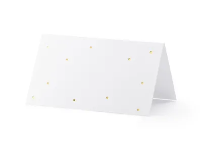 Produktbild von Tischkarten Punkte 9,5x5,5cm blanko 10 Stück weiß gold