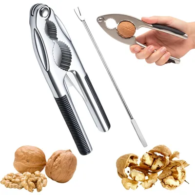 Produktbild von Nussknacker - Mit Nadel und rutschfestem Griff - Für Walnüsse, Haselnüsse, Paranüsse, Hummer und Krabben - Zinklegierung