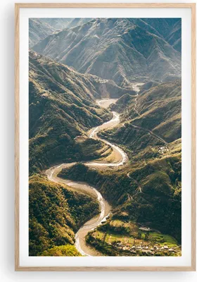 Produktbild von Gerahmtes Poster - Rahmen in heller Eiche - Berge Weg Wald - 61x91,5 cm - Wand Bild - Wanddeko - Wandbilder - Kunstposter - Wandposter - Bilderrahmen - Bilder - Kunstdruck - P2NPA61x91-4700