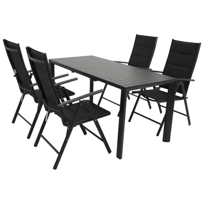 Produktbild von DEGAMO Gartengarnitur LAGOS 5-teilig, Alu anthrazit + Kunstgewebe schwarz