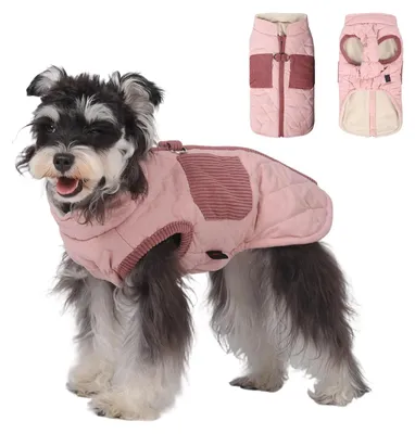 Warmer Hundemantel mit Fleece-Futter, winddicht, Größe S, Rosa