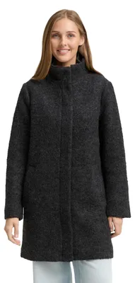 Productafbeelding van TOM TAILOR Denim dames wollen jas met bouclé-textuur en opstaande kraag