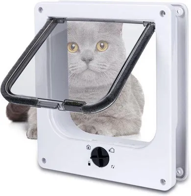 Produktbild von Famanu Haustierklappe für Katzen und kleine Hunde - Magnetisch mit 4-Wege-Verriegelung