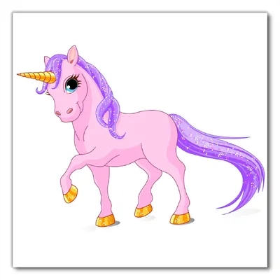 Produktbild von Wallario selbstklebende Möbelfolie/ Tischdecke für Innen und Außen, Größe: 80 x 80 cm - Einhorn in rosa mit Schweif in lila