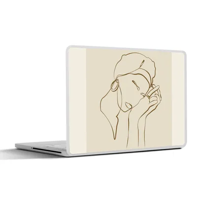 Produktbild von MuchoWow® Laptop Aufkleber Sticker Cover Frau - Linienkunst - Zitate - Text 31x22.5 cm - Laptop-Deko
