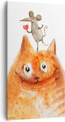 Produktbild von Bild auf Leinwand - Leinwandbild - Einteilig - Katze Maus Kinder - 55x100cm - Wand Bild - Wanddeko - Wandbilder - Leinwanddruck - Bilder - Wanddekoration - Leinwand bilder - Wandbild - PA55x100-4195