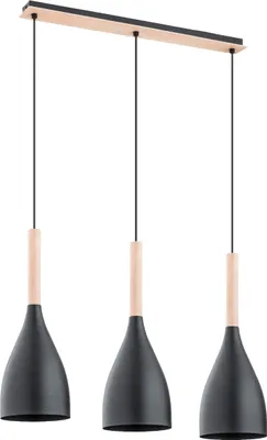 Immagine prodotto di Lampada a sospensione JUICE nera-legno chiaro 3xE27x60W in legno, dimensioni: 100x70x16 cm, IP20, Alfa