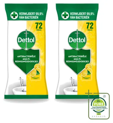 Produktbild von 2 x Dettol Reinigungstücher Spritzige Zitrone - Großpackung - 2 Stücke