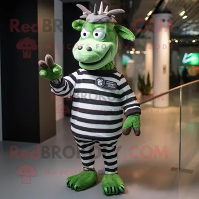 Produktbild von Grüner REDBROKOLY Zebra Maskottchen Kostüm charakter bekleidet mit einem Pullover und Kummerbunden