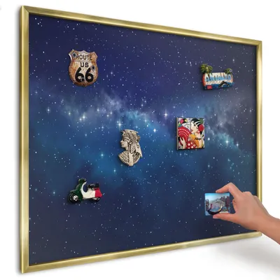Produktbild von Magnettafel 80x60 cm mit goldenem Rahmen - Magnetische Metalltafel, Magnetpinnwand zur Wandmontage für Wohnzimmer, Küche, Flur, Kinderzimmer und Büro - Sternenraum