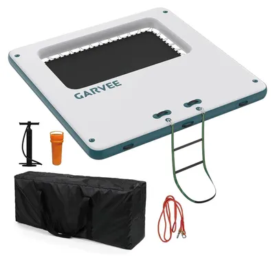 Produktbild von Aufblasbare Schwimmbühne - Schwimmdock 3x3 m - Schwimmbereich mit Netz - Rutschfestes EVA-Deck - Extra robust - Für See & Strand - Ab 8 Jahren