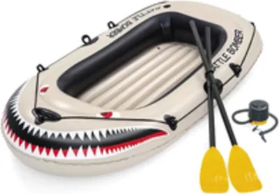 Produktbild von Vielseitiges Schlauchboot Angelboot Gummiboot für 1-2 Personen mit Paddel Luftpumpe 1880x980 mm Grau 1 Stück