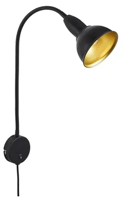 Zdjęcie produktu dla Lampka nocna włącznik/wyłącznik elastyczny E14 25 W czarno-złoty metal Briloner