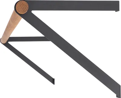 Produktbild von Natural Goods Berlin GARD REINICKENDORF, Halterung für Kleiderstange, Wandmontage, Wandgarderobe, Schwarz, mit Rundstab Eiche 100cm, 2 Stück