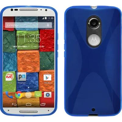 Produktbild von PhoneNatic Case kompatibel mit Motorola Moto X 2014 2. Gen. - blau Silikon Hülle X-Style + 2 Schutzfolien