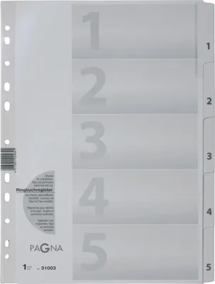 Produktbild von Register A4 PP 1-5 weiß Packung mit 40 Stück