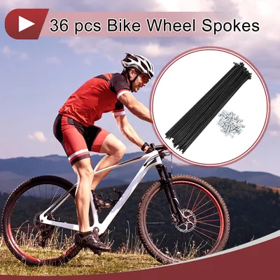 Image de 36 Set 12G Rayons De Vélo 216mm Rayons De Roue De Vélo 45 Acier Noir