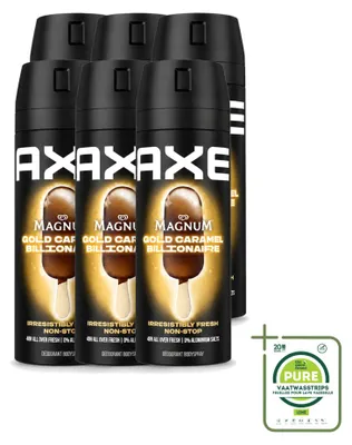 Produktbild von 6 x Axe Magnum Gold Caramel Billionaire Deodorant Bodyspray 150 ml - Großpackung - 6 Stücke
