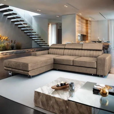 Produktbild von Masseno Ecksofa NOTO L-S mit Schlaffunktion L-Form, Sofa mit Bettkasten, Wohnzimmersofa, Couch, Soffa, Bettsofa, Couchgarnitur- Beige, MONOLITH 09