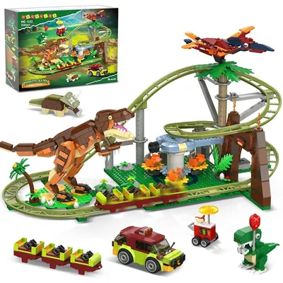 Obrázok produktu pre Sada na stavbu horskej dráhy s motívom dinosaurov, určená pre chlapcov a dievčatá od 8 rokov