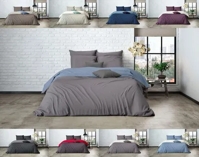 Produktbild von Uni Einfarbig Wende Bettwäsche Mistral Edel Perkal 100% Ägyptische Baumwolle 135 cm x 200 cm Dark Grey-Soft Blue