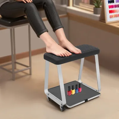 Obrázek produktu pro Elzusha – Mobilní podnožka s kolečky pro kosmetické salony a domácí použití (černá)