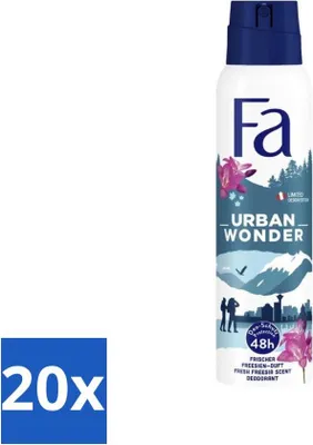 Produktbild von Fa - Deodorant Spray - Urban Wonder - Erdbeere - 48 Stunden Schutz - 150 ml - Vorteilspack - 20 Stücke