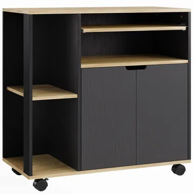 Produktbild von Rollender Küchenwagen mit Stauraum, Schrank, verstellbare Regale, für Küche, Wohnzimmer, Esszimmer, Schwarz