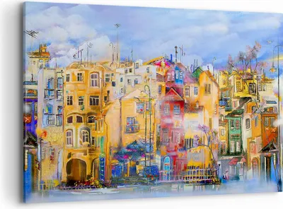 Produktbild von Bild auf Leinwand - Leinwandbild - Altstadt Mietshaus - 120x80cm - Wand Bild - Wanddeko - Leinwanddruck - Bilder - Kunstdruck - Wanddekoration - Leinwand bilder - Wandkunst - AA120x80-3419