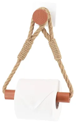 Image de TENDANCE | Porte-rouleau de toilette - brun - Corde - Bambou - Jute - Boho - Rustique