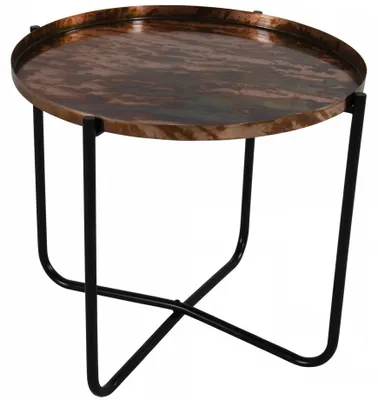 Produktbild von Lesli Living Beistelltisch - rund - schwarz mit Kupfer - 35 cm