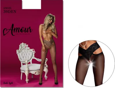 Produktbild von Spitzenstrumpfhose mit Loch im Schritt 30 den Schwarz 5-6