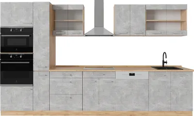 Produktbild von Küchenzeile Vicco R-Line Beton/Goldkraft Eiche 350 cm , AP Eiche, Model 54055