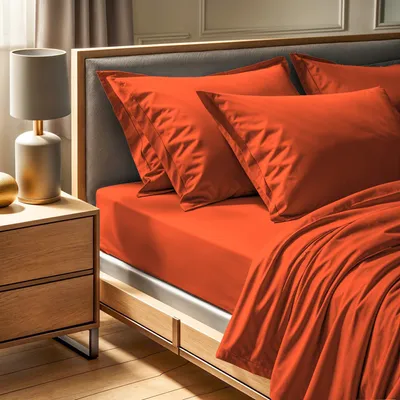 Productafbeelding van L'Essentiel Linge de Maison, Tonne Orage - True, Ranforce hoeslaken voor boxspring (FR) (IT) (ES) (DE), 100% katoen ranforce, kaneel, 160 x 200 + 30 cm